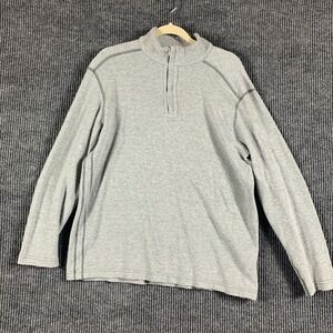 Kirkland Sweater‎ Mens Medium Gray 1/4 Zip Mock Golf Pima Cotton Blend Comfort
